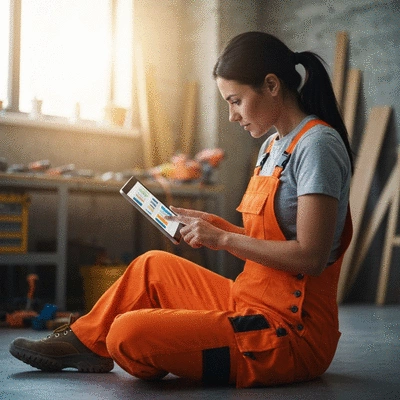 Artisan utilisant une tablette pour optimiser sa présence en ligne