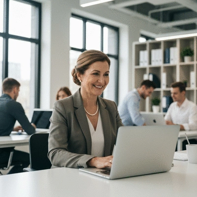 Personne travaillant sur un ordinateur portable, montrant la collaboration et le support