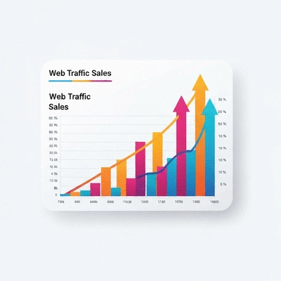 Représentation visuelle de l'augmentation du trafic web et des ventes pour une PME