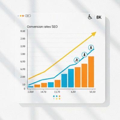 Graphique illustrant l'augmentation du taux de conversion et du SEO grâce à l'accessibilité