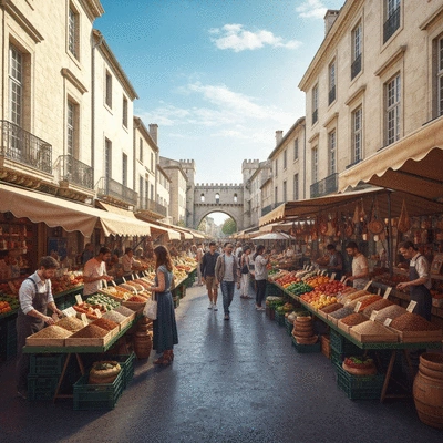 Vue aérienne d'Avignon avec un surlignage numérique, symbolisant le référencement local et la visibilité des entreprises dans la région, no text, no words, no typography, 8K