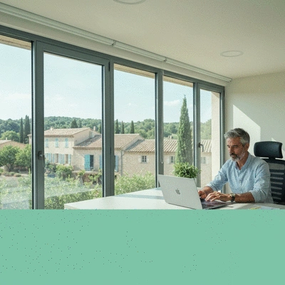 Person using a laptop to search for local businesses in Vaucluse, with a map on the screen.