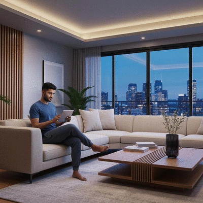 Person using a laptop to browse a website, illustrating website creation and optimization