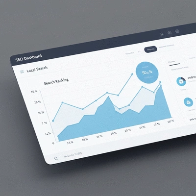 Graphique SEO montrant une amélioration du classement local