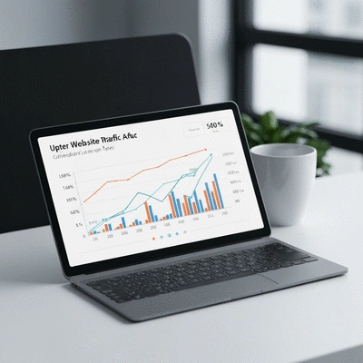 Graphs and charts demonstrating increased website traffic and conversion rates after a website redesign