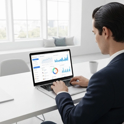 Person using Google Analytics to monitor website performance