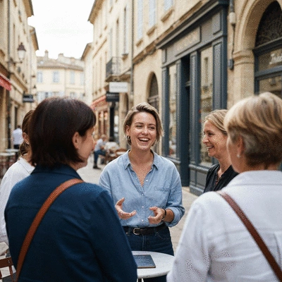 Local business owner interacting with customers on social media via tablet