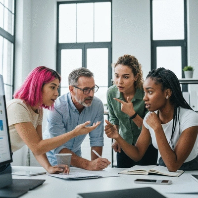 Team collaborating on social media strategy