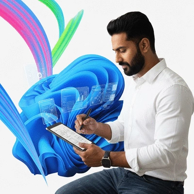 Personne utilisant une tablette pour une stratégie digitale